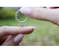 Mylee London Sterling Silver Ball Bead Ring With Guinea Pig Charm - Yes