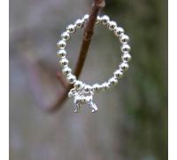 Mylee London Sterling Silver Ball Bead Ring With Schnauzer Charm - No