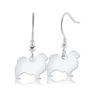 Mylee London Tibetan Spaniel Silhouette Silver Earrings - No - Hook