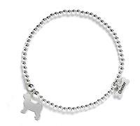 Mylee London Tibetan Terrier Silhouette Silver Ball Bead Bracelet - Personalised - Yes