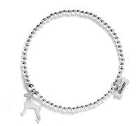 Mylee London Weimaraner Silhouette Silver Ball Bead Bracelet - Personalised - No
