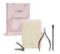 Mylee Manicare Kit - Small Nail Clipper & Dual-Ended Cuticle Pusher, Three | Professional, Sleek, Matte Black, Stainless Steel, Salon-Quality Nail Tools In One Stylish Case - Includes Cuticle Nippers