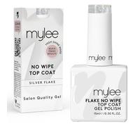 Mylee Nail Gel Polish Flake No-Wipe Top Coat 15ml, UV/LED Soak-Off Nail Art Manicure Pedicure, Professional, Salon & Home Use, Long Lasting, Easy to Apply, No Chips, Durable & Safe (Silver Flake)