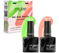 Mylee Gel Nail Polish Colour Set 2x10ml [Picnicking Duo] UV/LED Soak-Off Nail Art Manicure Pedicure for Professional, Salon & Home Use [Spring/Summer 2024] - Long Lasting & Easy to Apply
