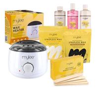 Mylee Professional Complete Waxing Kit with Wax Heater, Hard Wax Beads 2x500g, Applicator Spatulas, Pre & After Care Gel, Equipment Cleaner (Both Wax Pouches)