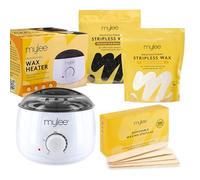 Mylee Professional Waxing Kit with Wax Heater, Hard Wax Beads 2x 500g, Spatulas - Stripless Depilatory Waxing Pellets Solid Film Beans No Strip Needed, Made in The UK (Both Wax Pouches)