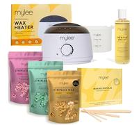Mylee Professional Waxing Kit with Wax Heater, Hard Wax Beads Set 3x250g, Spatulas - Stripless Depilatory Waxing Pellets Solid Film Beans No Strip Needed (Advanced Wax Bundle)