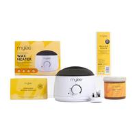 Mylee Waxing Kit, with White Thermostatic Control Wax Heater, Mylee 450g Honey Soft Wax, 100x Waxing Strips, 100x Disposable Wooden Waxing Spatulas