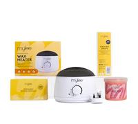 Mylee Waxing Kit, with White Thermostatic Control Wax Heater, Mylee 450g Rose Soft Wax, 100x Waxing Strips, 100x Disposable Wooden Waxing Spatulas