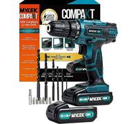Mylek 18V Cordless Drill Driver With Two Li-Ion Batteries And Uk Charger, Screwdriver Action And Accessory Kit