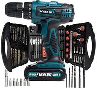 Mylek 18V Cordless Drill Li-Ion Electric Driver Set Also With 131 Diy Accessory Set