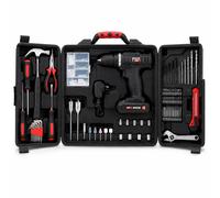 MYLEK 18V Cordless Li-ion Drill & 130 Piece DIY Home Kit With Carry Case in Black MYLEK Black