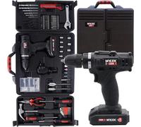 Mylek 18V Cordless Li-Ion Drill And 130 Piece Diy Home Kit With Carry Case