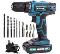 Mylek 18V Cordless Li-Ion Drill And Screwdriver Set With 13 Piece Accessory Kit