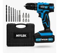 Mylek 18V Cordless Li-Ion Drill With Accessory Kit And Carry Case