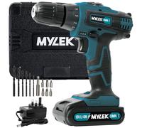 MYLEK 18V Cordless Li-Ion Drill With Accessory Kit & Carry Case in Blue MYLEK Blue