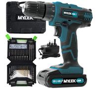 MYLEK 2 Speed Cordless Drill BMC with Carry Case & 128 Piece Accessory Kit in Green MYLEK Green