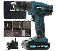 MYLEK 2 Speed Cordless Drill BMC with Carry Case & 204 Piece Accessory Kit in Green MYLEK Green