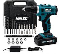 MYLEK 21V Cordless Drill Electric Driver Set, Lithium Ion Battery, 21 Volt Combi Screwdriver Pack, Black, 29 DIY Piece Accessory Kit and Carry Case (Blue 21V & 29 Piece Accessory Kit)