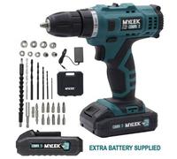 MYLEK 21V Cordless Drill With Two Li-ion Batteries And 29 Piece Accessory Set