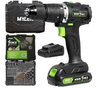 Mylek Cordless Drill 20V Brushless Driver Impact Hammer Action Combi Set With 50 Piece Accessory Set