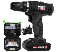 MYLEK Cordless Drill MYW09 with 128-Piece Accessory Kit in Black MYLEK Black