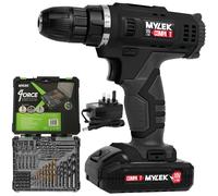 MYLEK Cordless Drill MYW09 with 50 Piece Accessory Kit in Black MYLEK Black