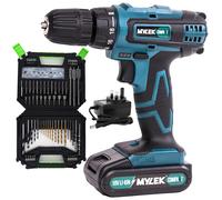 MYLEK Cordless Drill VCB with 128 Piece Accessory Kit in Green MYLEK Green