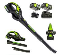 Mylek Cordless Leaf Blower 20V Li-Ion With 2 X 4000Mah Battery & Fast Charger Two Speed Battery Indicator Led