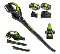 MYLEK Cordless Leaf Blower Two Speed & 2 x 20V Li-ion Battery & Fast Charger in Black MYLEK Black