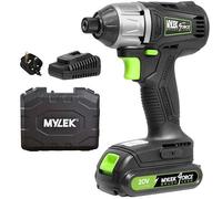 Mylek Cordless Li-ion Impact Drill Driver 20V Brushless, Variable Speed (0-2400RPM), 280Nm, 0-3200BPM, 2000Ah Battery