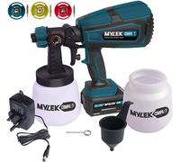 MYLEK Cordless Paint Sprayer Gun Kit 20V 2 Cups Li-Ion Battery & Charger in Blue MYLEK Blue