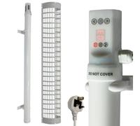 MYLEK Digital Tubular Heater 180W 95cm Built in Timer, Brackets & Cage IP44 in White MYLEK White