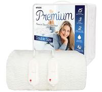 Mylek Electric Blanket Bed Fleece Fitted Heated Mattress Cover - White / Double