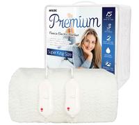MYLEK Electric Blanket Super King Bed Size Fleece Heated Fitted Bed Cover in White MYLEK White Super King