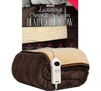 Mylek Electric Heated Throw In Chocolate & Cream 9 Heat & Timer Settings, Easy To Use Digital Control, Machine Washable