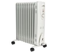 MYLEK Electric Oil Filled Portable Radiator with Adjustable Thermostat 2.5kW in White MYLEK White