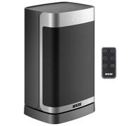 Mylek Electric Fan Heater 1500W, Ceramic Portable Silent Space Energy Efficient Heaters Upright, Cool Mode, Home, Bedroom, Office, Remote Control, Digital, Safety Tip Over (1.5KW Silver and Black)