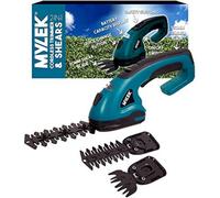 Mylek Handheld Cordless Hedge Trimmer And Grass Shears With 2 Blades And Blade Guards, Safety Switch & Battery Display