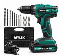 MYLEK MY18BCM1 18V Cordless Drill Driver, 28Nm, 1.5Ah Battery & Case (18V Blue 2 Speed)