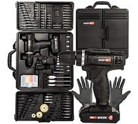 MYLEK MYBMC092 18V Cordless Drill Electric Screwdriver DIY Combi Set, Lithium Ion Battery Pack, 151 Piece Tool Accessory Set and Carry Case with Work Gloves