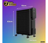 MYLEK Oil Filled Digital Smart WiFi App Enabled Heater - 3 Heat Settings & 24-Hour Timer 2500w