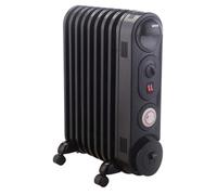 Mylek Oil Filled Radiator Electric Heater, Portable, Thermostat And 24Hr Timer, Black
