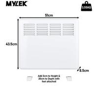 MYLEK Panel Heater 1KW Eco Smart WiFi App Radiator Electric Low Energy with Timer and Thermostat