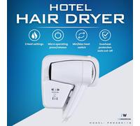 Mylek Pro Washroom Hotel Hair Dryer 1200W In White White