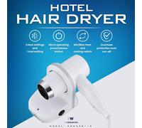 Mylek Pro Washroom Hotel Hair Dryer 800W In White White