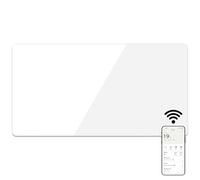 Mylek Radiator Glass Panel Heater White Slimline, Wifi Enabled Smart APP 2000W, Open Window Detection, Wall Mounted Or Free Standing, Low Energy Heaters, Timer, Lot 20, (White 2KW)