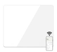 Mylek Radiator Glass Panel Heater White Slimline, Wifi Enabled Smart APP 900W, Open Window Detection, Wall Mounted Or Free Standing, Low Energy Heaters, Timer, Lot 20, (White 0.9KW)