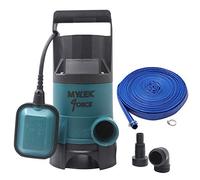 MYLEK Submersible Water Pump 400W Electric, 8000L/H, 15m Layflat Hose for Clean or Dirty Water with Float Switch, 10M Power Cable - for Floods, Pools, Gardens, Ponds, Hot Tubs