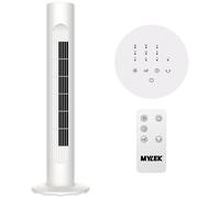 MYLEK White 30 Inch Oscillating Tower Fan with Remote Control & Timer MYLEK White